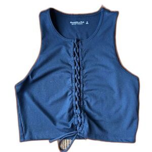 Cropped Lace Up Front Black Abercrombie & Fitch Sleeveless Top Size M